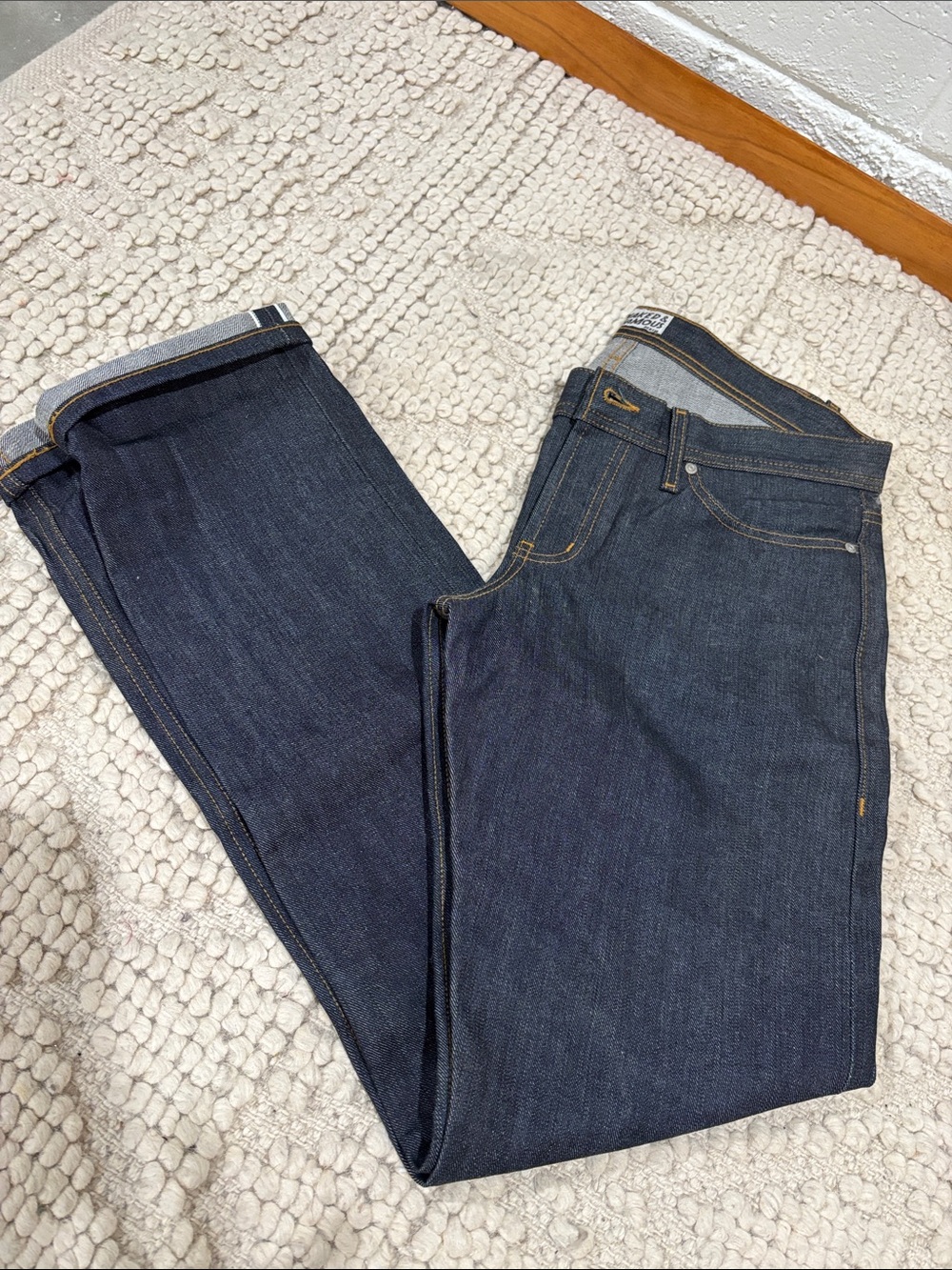 Naked & Famous Denim Slim Straight Jeans in Dark Indigo